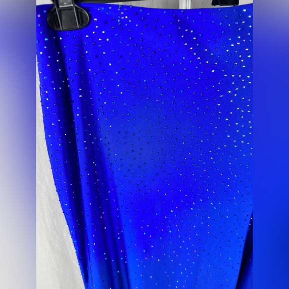 La Femme Royal Blue Rhinestone Jersey Skirt Size 6 NWT - Picture 6 of 13